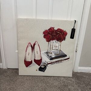 Bebe Red and White Fashion Canvas Art